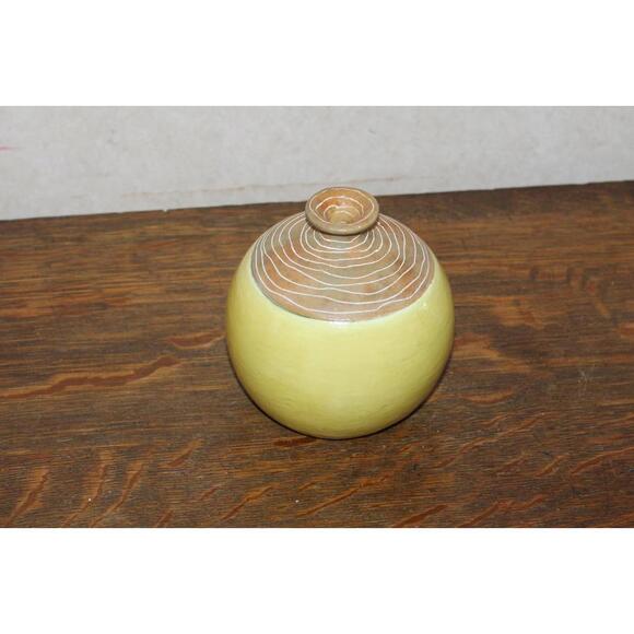 Vintage Art Pottery Yellow and Tan Vase - Picture 2 of 4